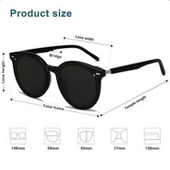 Polarized Sunglasses for Men and Women, Classic Round Sunglasses, UV Protection Retro Vintage Shades Large Plastic Frame Sunnies