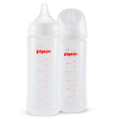 Pigeon PP Nursing Bottle Wide Neck, Streamlined Body, Natural Feel, Easy to Clean, 11.2 Oz(Pack of 2), Includes 2pcs L Nipples (6m+)