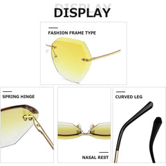 AEVOGUE Sunglasses For Women Oversized Rimless Diamond Cutting Lens Sun Glasses AE0534
