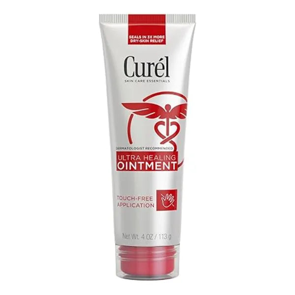 Curel Ultra Healing Ointment, Healing Ointment with Touch Free Applicator, Body and Face Moisturizer for Women and Men, 4 Oz