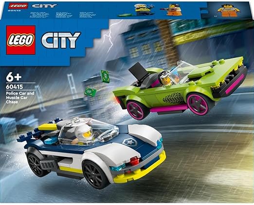 LEGO City Police Car and Muscle Car Chase, Racing Vehicle Toys for 6 Plus Year Old Boys & Girls, Fun Gift for Kids Who Love Pretend Play, Includes Officer and Crook Minifigures 60415