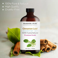 MAJESTIC PURE Cinnamon Essential Oil | 118 ml | 100% Pure and Natural Cinnamon Oil | Premium Grade Essential Oils for Hair Care, Home Diffusers, Skin, Aromatherapy, Massage and Humidifiers | 118 ml