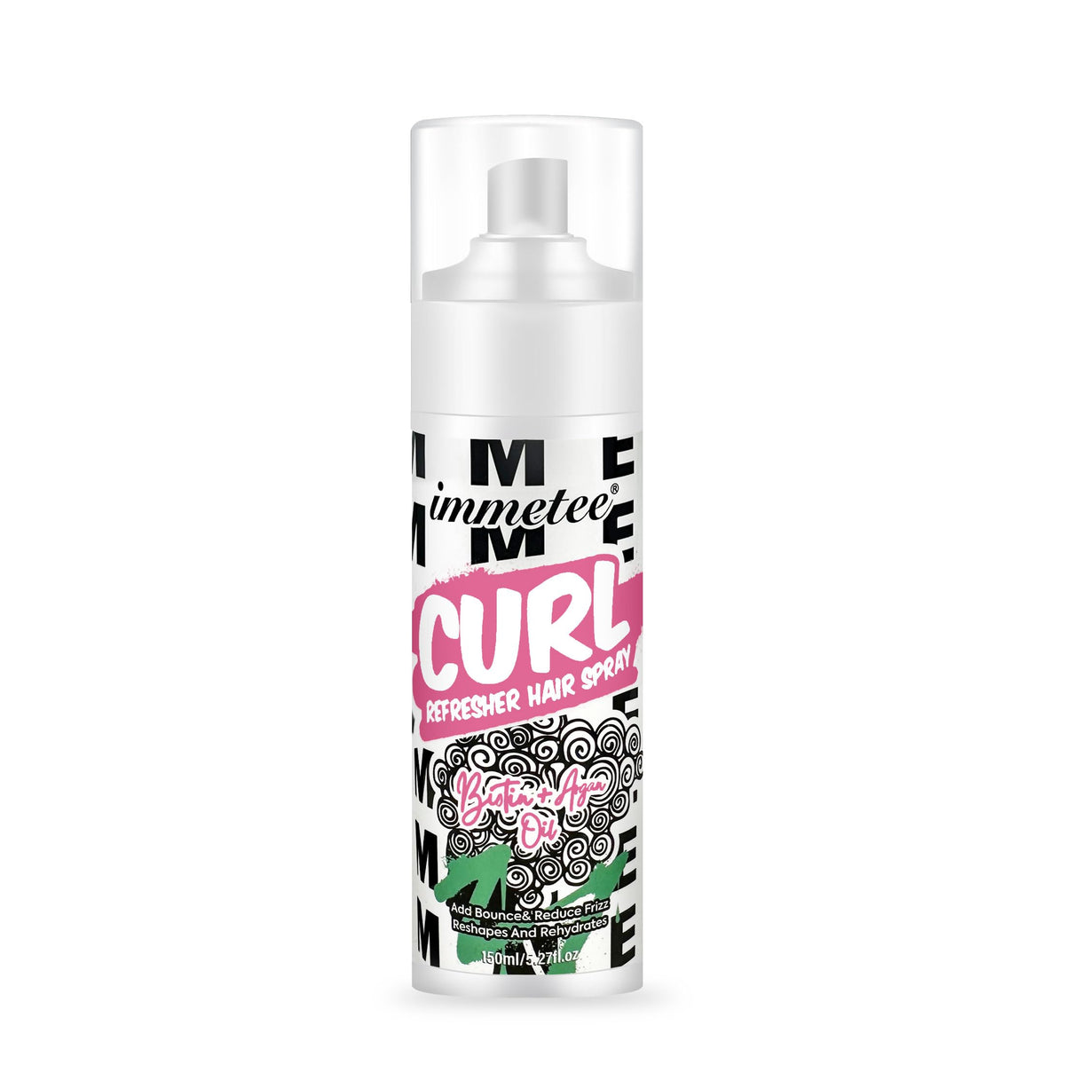 Immetee Curl Refreshing Hair Spray, Leave-In Hair Spray for Curls, Long-Lasting Styling Fluffy Conditioning Spray - 150ml