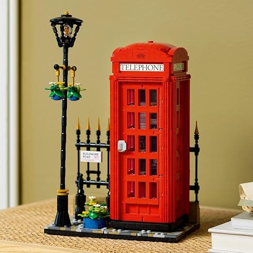 LEGO Ideas Red London Telephone Box Set, Model Kit for Adults to Build, Creative Activity with Mobile Phone Stand, Home Office Desk Décor, Souvenir Gift Idea for Men, Women, Him or Her 21347