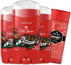 Old Spice Men's Deodorant Aluminum-Free, Bearglove Scent, 48 Hr. Protection, 3.0 oz, (Pack of 3) with Travel-Size Swagger Body Wash