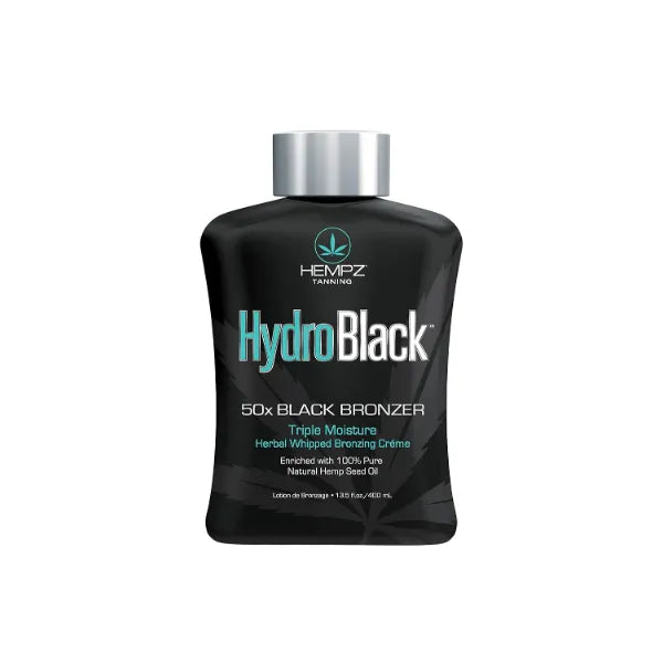 Hempz Hydroblack 50X Black Bronzer - Herbal Moisturizing Self-Tanning Lotion for Tanning Beds, Beach, Sun 13.5 Fl Oz