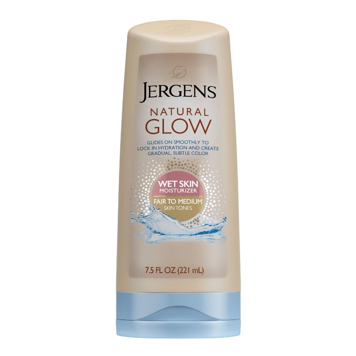 Jergens Natural Glow In-shower Moisturizer, Fair to Medium Skin Tone, 7.5 Ounce Wet Skin Lotion, Locks in Hydration with Gradual, Flawless Color