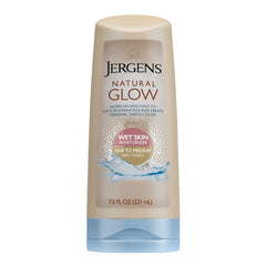 Jergens Natural Glow In-shower Moisturizer, Fair to Medium Skin Tone, 7.5 Ounce Wet Skin Lotion, Locks in Hydration with Gradual, Flawless Color