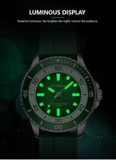 CURREN Original Fashion Men Watches Luxury Sports Silicone Strap Waterproof Quartz Wristwatch with Luminous Hands 8448 - GREEN