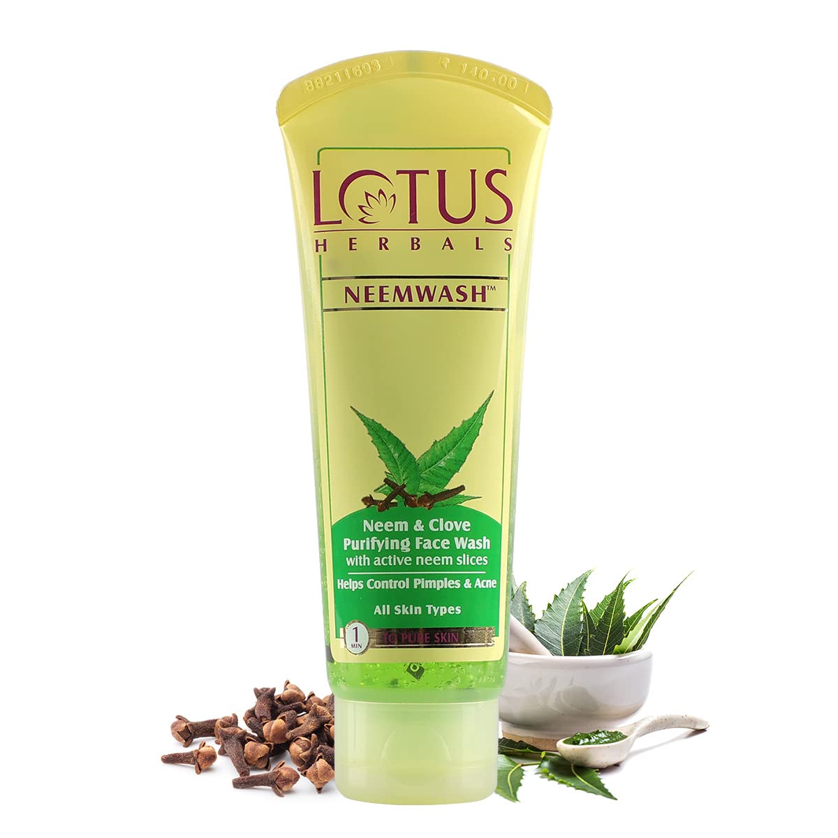 Lotus Herbals Neemwash Neem & Clove Purifying Face Wash With Active Neem Slices, Cream