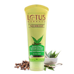 Lotus Herbals Neemwash Neem & Clove Purifying Face Wash With Active Neem Slices, Cream