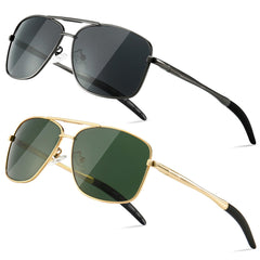 SUNGAIT Men's Polarized Square Aviator Sunglasses Durable Metal Frame for Fishing Driving Golf 100% UV Protection
