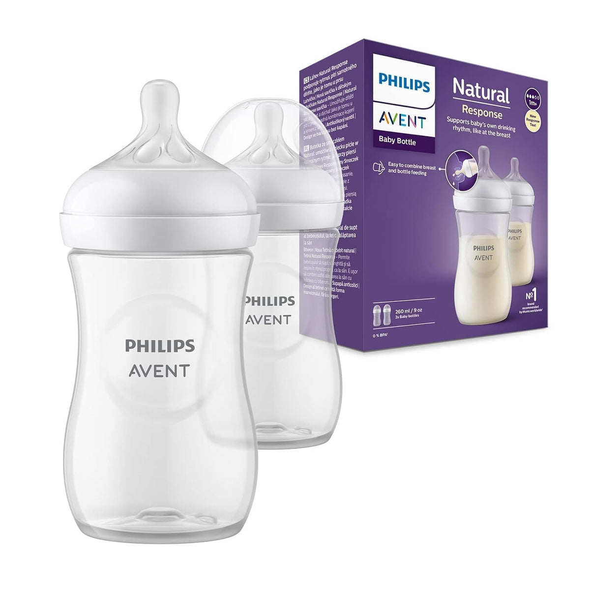 AVENT Philips Natural 2.0 Bottle 260ml Pack of 2 SCF033/20