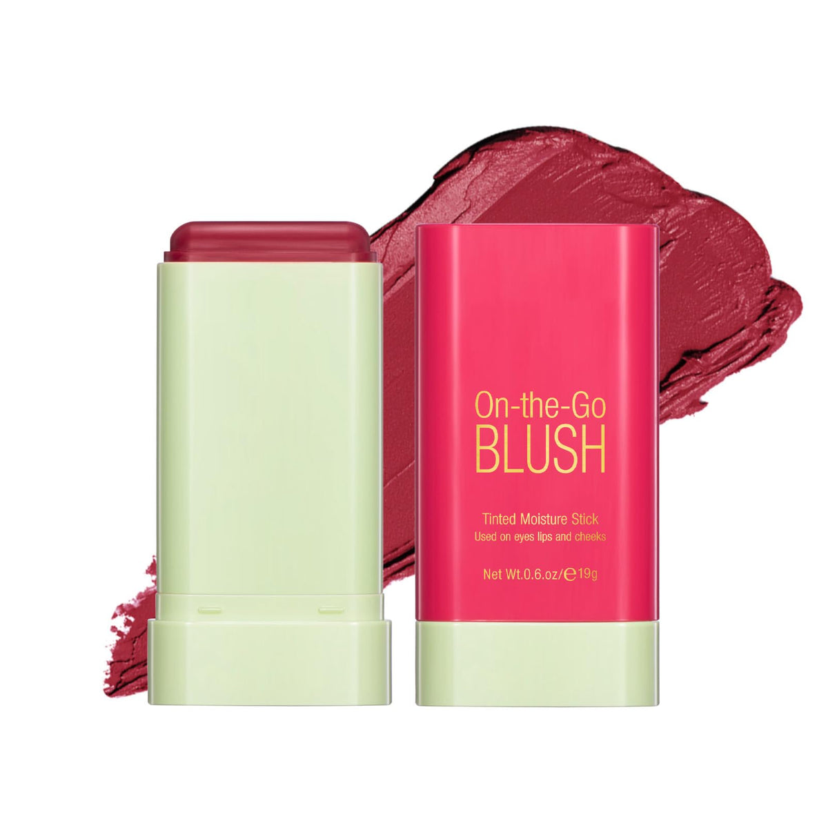 Blushers for Cheeks Make Up - Creamy Lightweight Multi-Stick for Face Eyes & Lip - Long-lasting 3-in-1 Multi-Use Blusher Contour Stick - Moisturize and Blendable Blush for TDMKTture Look (Hot Red)