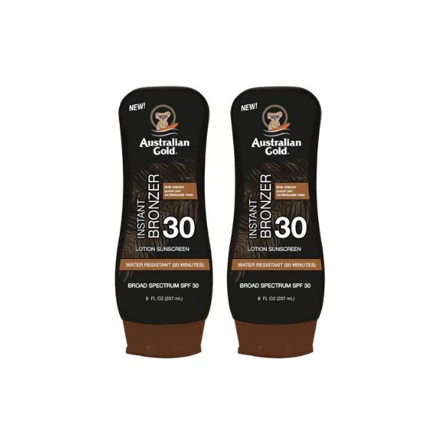 Australian Gold SPF 30 Lotion with Instant Bronzer 8 Ounce (Pack of 2)