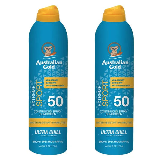 Australian Gold Extreme Sport Sunscreen Spray SPF 50 | Cooling, 6 Fl Oz (2 Pack)