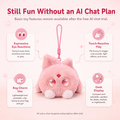 OKIVIVI AI Plush Toy Bag Charm with Voice Chat, LED Eyes and Touch Response
