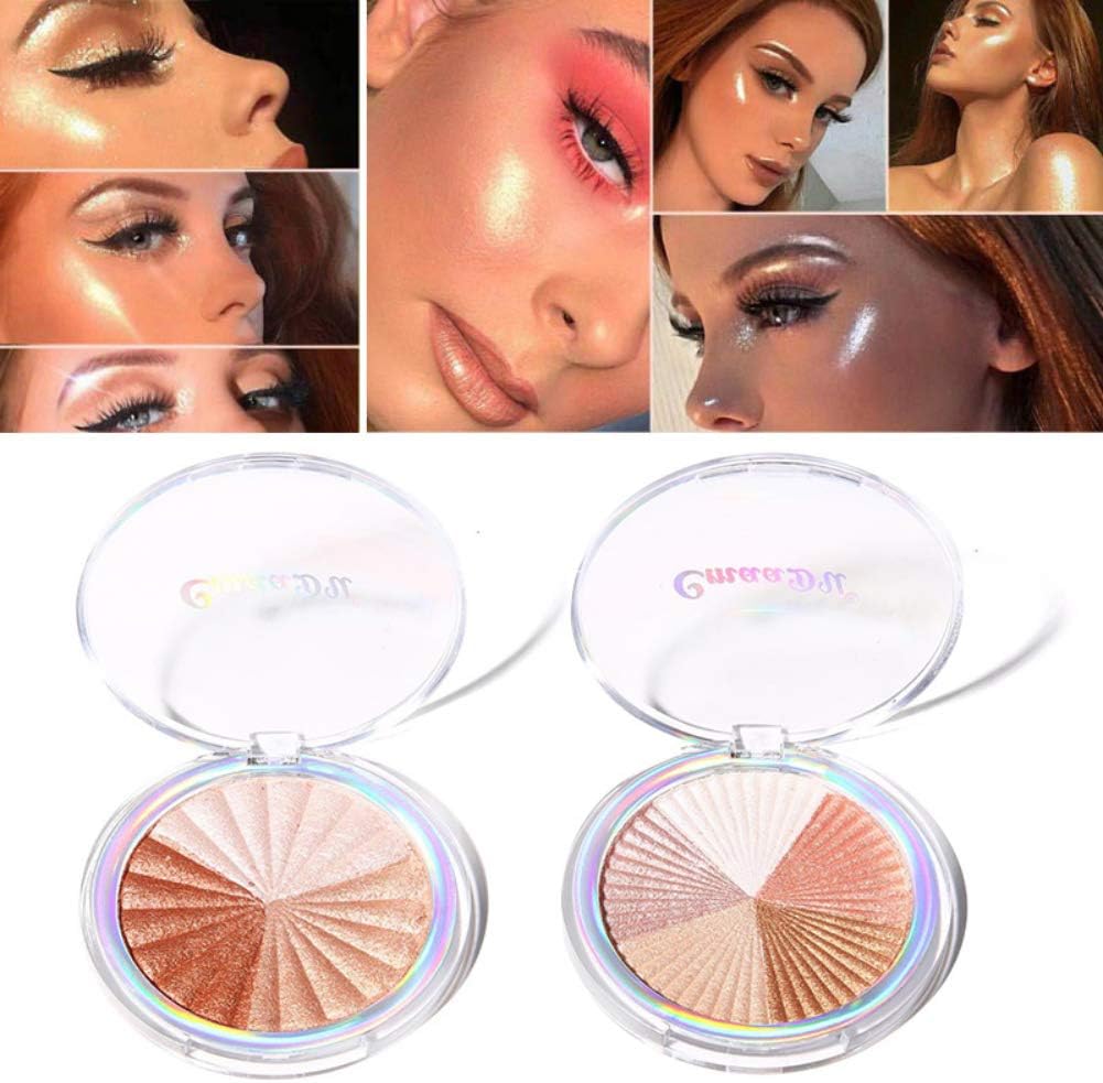 NLLNT 3 Colors Baked Highlighter Palette Makeup Highlight Glow Bronzer Face Contour Powder Illuminator