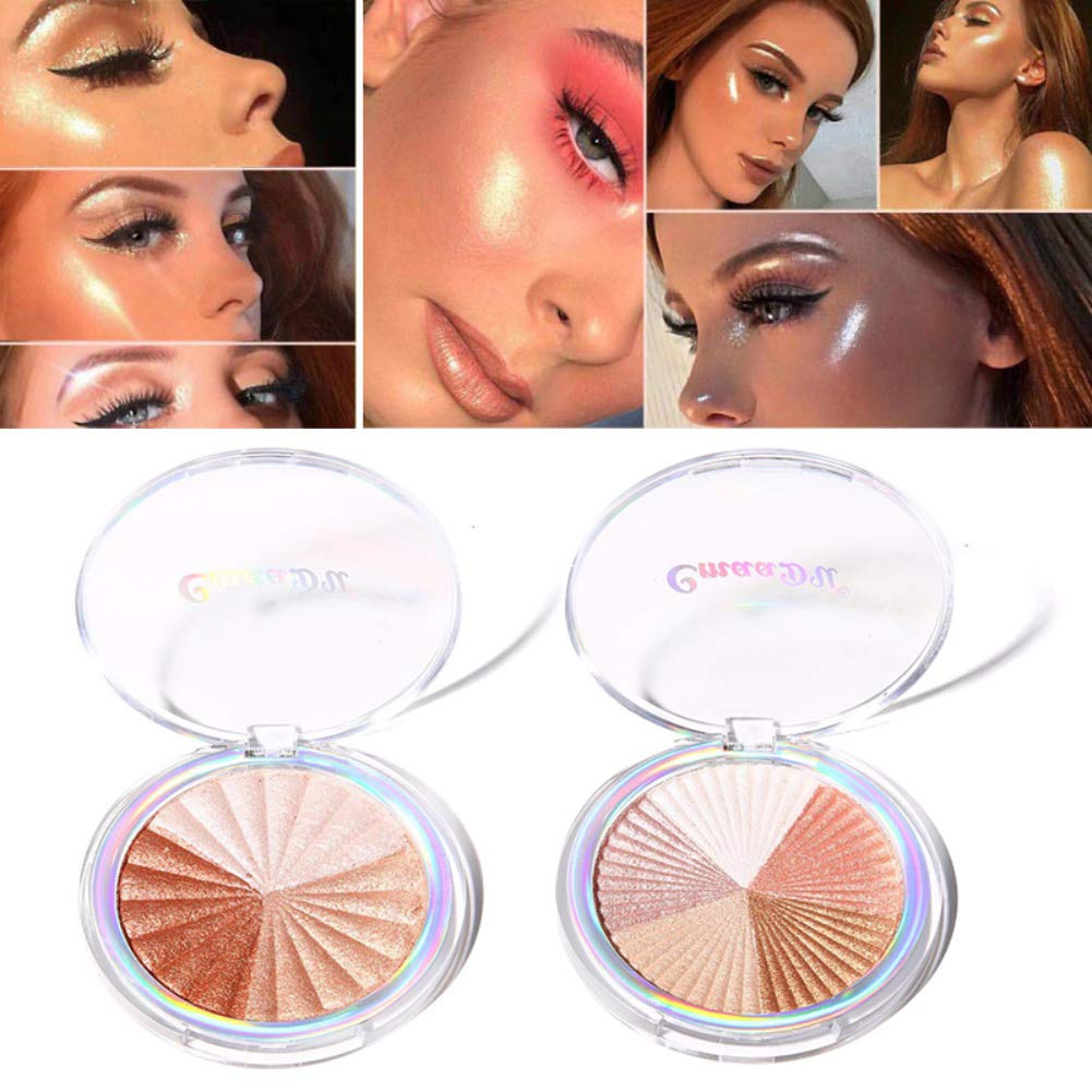 NLLNT 3 Colors Baked Highlighter Palette Makeup Highlight Glow Bronzer Face Contour Powder Illuminator