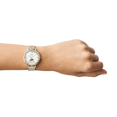 Fossil Casual Watch Analog Display Quartz for Women Silver/Gold Moonphase