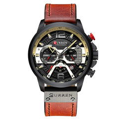 CURREN Herren-Armbanduhr, Quarz, analog, Kalender, Armbanduhr fr Herren, modische wasserdichte Armbanduhr mit Lederband