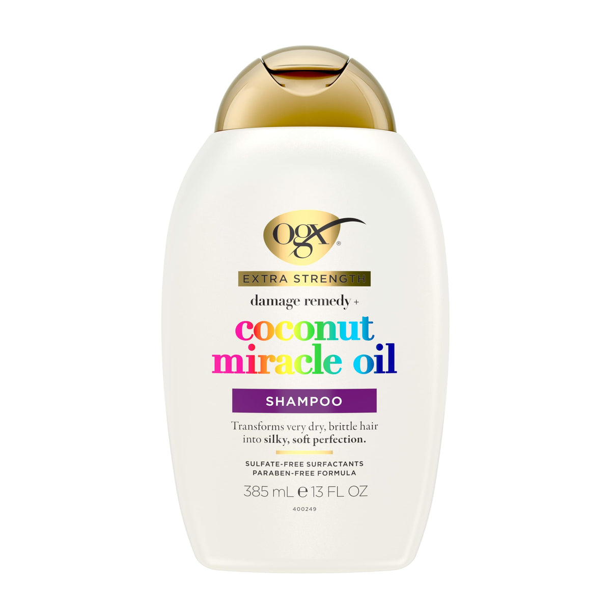 OGX Extra Strength Damage Remedy + Coconut Miracle Oil Shampoo for Dry, Frizzy or Coarse Hair, Hydrating & Flyaway Taming Shampoo, Paraben-Free, Sulfate-Free Surfactants, 385ml