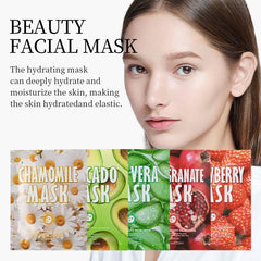 Fowerher Hydrating Face Mask, Watermelon and Hyaluronic Acid, 72-Hour Moisture Boost, 10 Pack