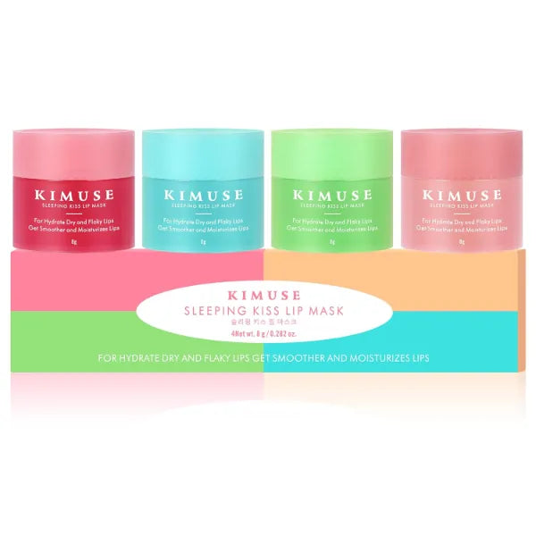 KIMUSE Lip Mask Set – 4PCS Overnight Lip Treatment for Moisturizing, Nourishing & Hydrating Dry, Cracked Lips with Shea Butter