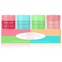 KIMUSE Lip Mask Set – 4PCS Overnight Lip Treatment for Moisturizing, Nourishing & Hydrating Dry, Cracked Lips with Shea Butter