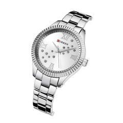 CURREN 9009 Women Watch Quartz Movement Crystal Wrist Watch Simple Causal Gift for Women - Silver