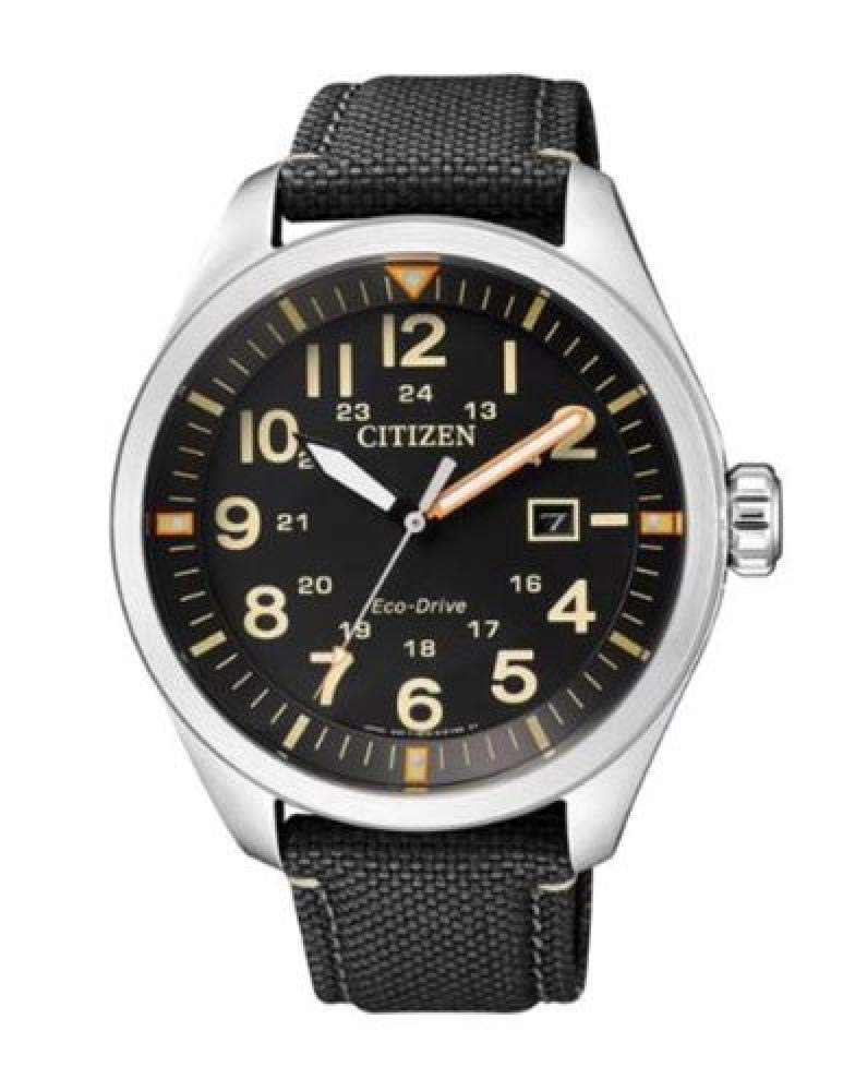 Citizen Men's Analogue Quartz Eco Drive Watch Aviator with Nylon Strap