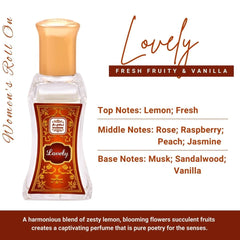 LOVELY Perfume Oil Rollerball Non Alcoholic Fragrance Oil Fruity Sandalwood Musk Perfumes for Women by Naseem Perfume 24 mL / 0.81 fl. oz. (Pack of 1) - Long Lasting Women's Fragrances.