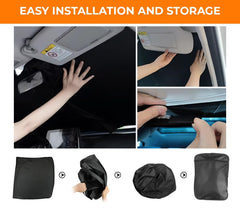 ZASPERS Universal Car Windshield Sun Shade 142x66cm - Sun UV Protection, Thick Material, Car Shades Foldable With Storage Bag - Fits Most Cars, SUVs, MPVs, and Select Models (2010-2024)