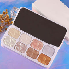TYCA 8 Colors Face Body Shimmer Highlighter Highlight Makeup Contour Palette iluminadores de maquillaje,Highlighter+Makeup Gold Shimmer Blush Bronzer and Makeup Highlighter Powder Palette Illuminators