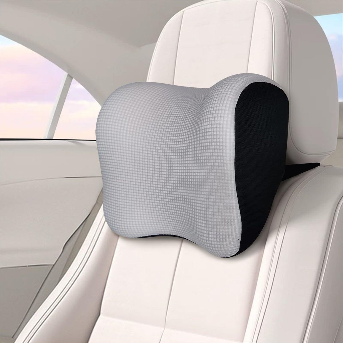 Car Headrest Pillow - Ultra Soft Neck Support for Driving, Adjustable Strap