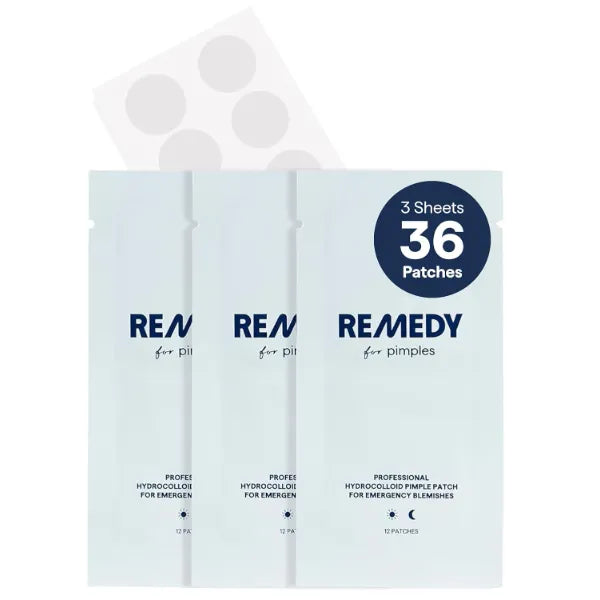 Remedy for Pimples | 36 Hydrocolloid Pimple Patches for Blemishes, Zits, Spot Concealing | Near-Invisible Medical-grade Blemish Patches