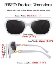 FEISEDY Women Polarized Sunglasses 100% UV400 Vintage Square Sun Glasses Outdoor Driving Fashion Shades for Women B2526