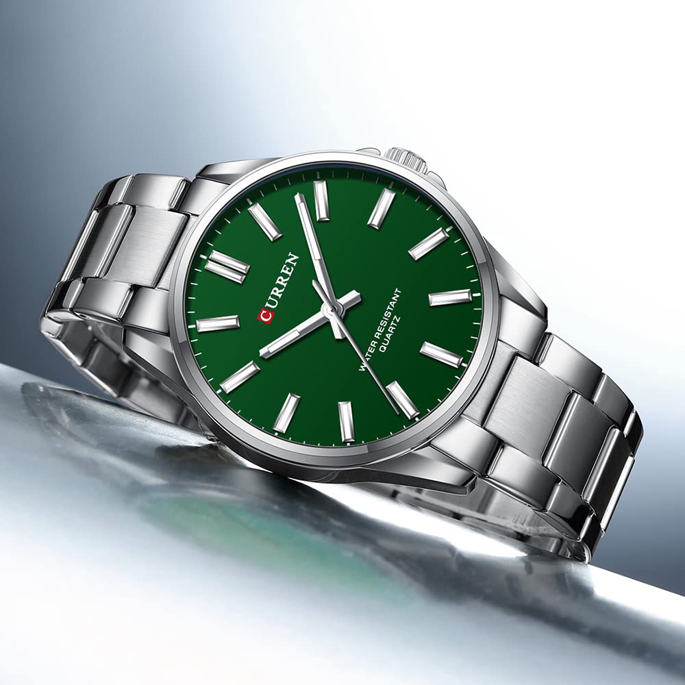 CURREN 9090 Watch for Couple Waterproof Men's Watches Fashion Women's Sports Watches Quartz Movement - SILVER GREEN