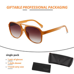 Freckles Mark Vintage Retro 70s Sunglasses for Women Men Classic Large Squared Aviator Frame UV400 Trendy Orange Glasses
