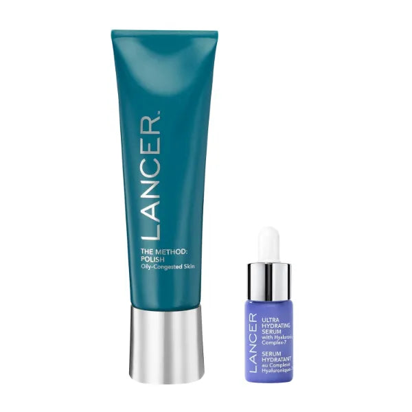 Lancer Skincare The Method: Polish Facial Exfoliator, Daily Exfoliating Face Scrub with Natural Minerals, Oily Congested Skin & Hydrating Serum, 4.2 Fl Oz