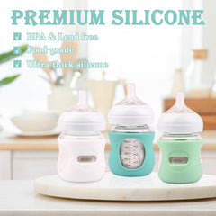3 Pack Silicone Sleeves for Philips Avent Natural Glass Baby Bottles, Shatter Proof Natural Silicone Bottle Sleeve Compatible Philips Avent Glass Natural Baby Bottle，BPA Free (4oz)