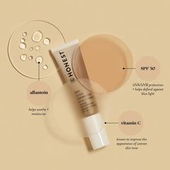 Honest Beauty CCC Clean Corrective with Vitamin C Tinted Moisturizer | Mineral SPF 30 | Vegan + Cruelty Free | Tundra Light, 1 fl oz