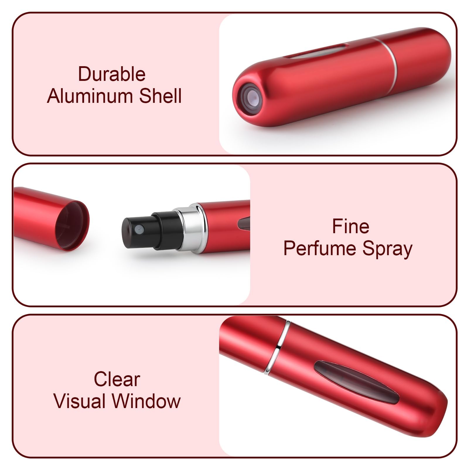 Perfume Atomiser Refillable 4 Pcs Travel Bottle Mini 5ML Atomizer Spray Portable Empty Fragrance Container for Aftershave Holiday and Night Out