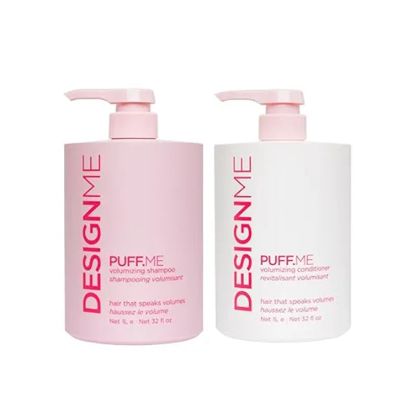 DESIGNME PUFF.ME Hair Volume Shampoo and Conditioner Bundle | Paraben & Sulfate Free Shampoo & Color Conditioner Enriched with Sunflower Seed Oil | Color-Safe Hair Volumizer Set, (32 Fl Oz Each)