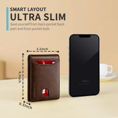 RUNBOX Slim Money Clip Wallets for Men RFID Blocking 11 Card Holder Minimalist Small Leather Bifold Men's Front Pocket Wallet Gift Box