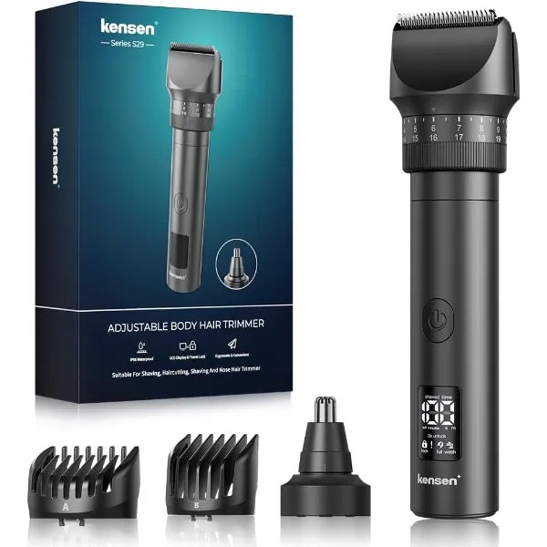 Kensen Beard Trimmer for Men - Hair Clippers with 42 Adjustable Length Settings, Professional Mens Grooming Kits Precision Trimming for Beard Facial Nose Trimmer IPX6 Waterproof LED Display Mustache Trimmer