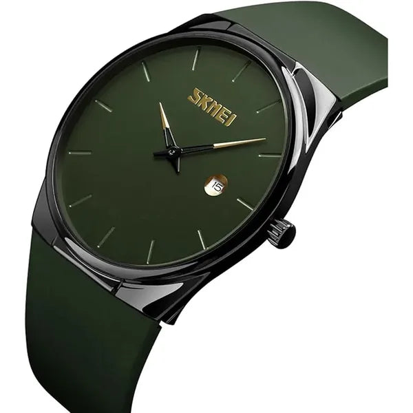 SKMEI Unisex Analog Quartz Slim Fit Polyurethane Wrist Watch 1509 Army Green