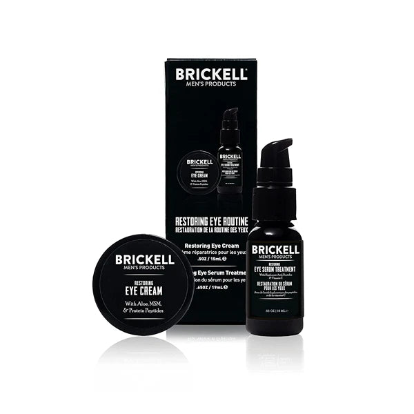 Brickell Men's Restoring Eye Routine for Men, Eye Cream and Serum for Men, Natural and Organic, Unscented, Men's Skin Care Gift Set