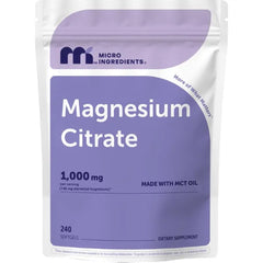 Micro Ingredients Magnesium Citrate 1,000 mg Per Serving, 240 Softgels | Magnesium Supplements for Men and Women | Made with MCT Oil | Non-GMO, Gluten Free