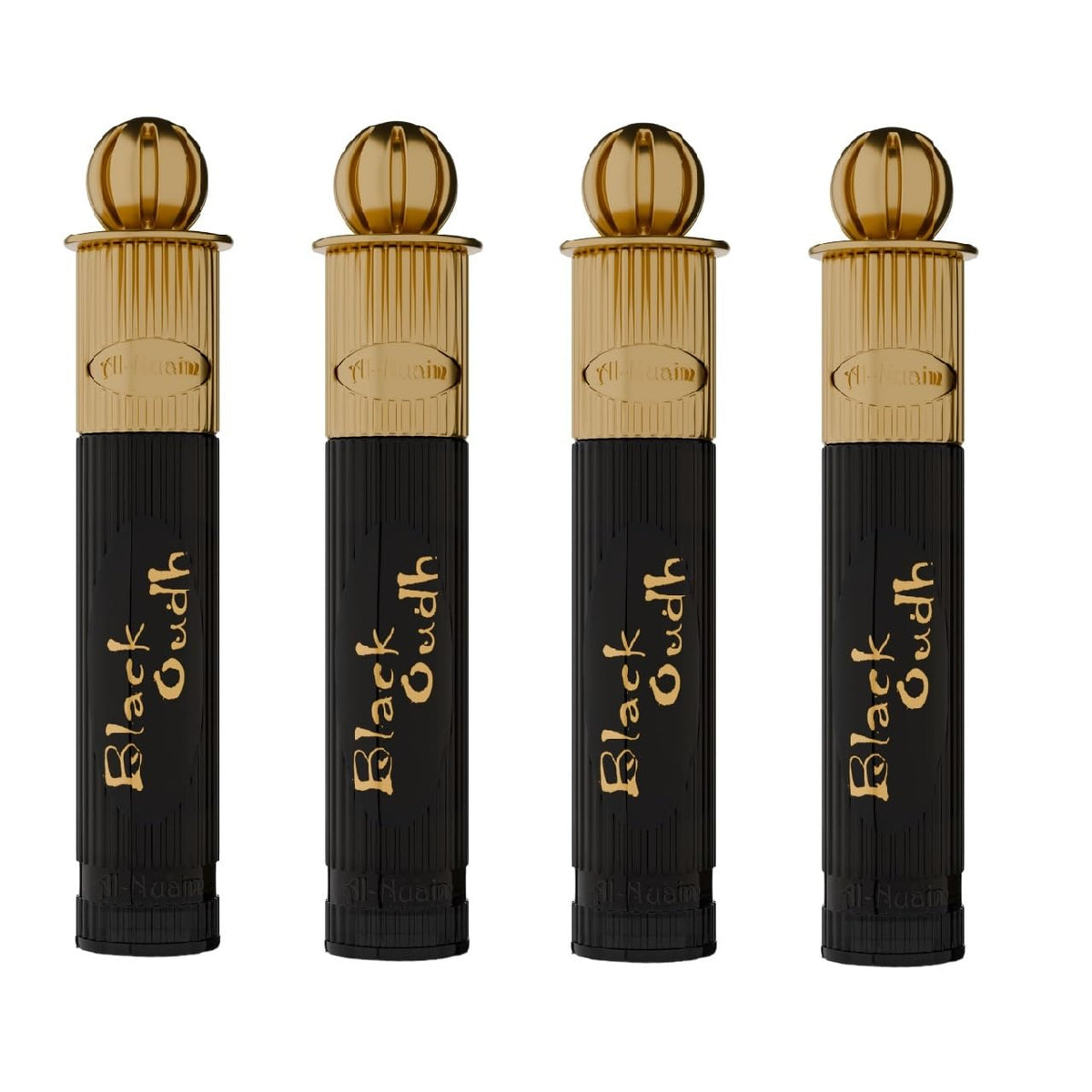 Al-Nuaim Black Oud Alcohol Free Attar Roll On for Men - Pack of 4 (6ml Each) | Exquisite & Long Lasting Fragrance